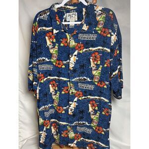 BIG DOGS 3X Rayon 5:00 O'Clock Somewhere Hawaiian Shirt Beer Hibiscus Bad Dog‎